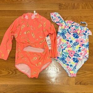 New! limited too long sleeve swimsuit + Tommy Bahama ruffle shoulder size 7 swim